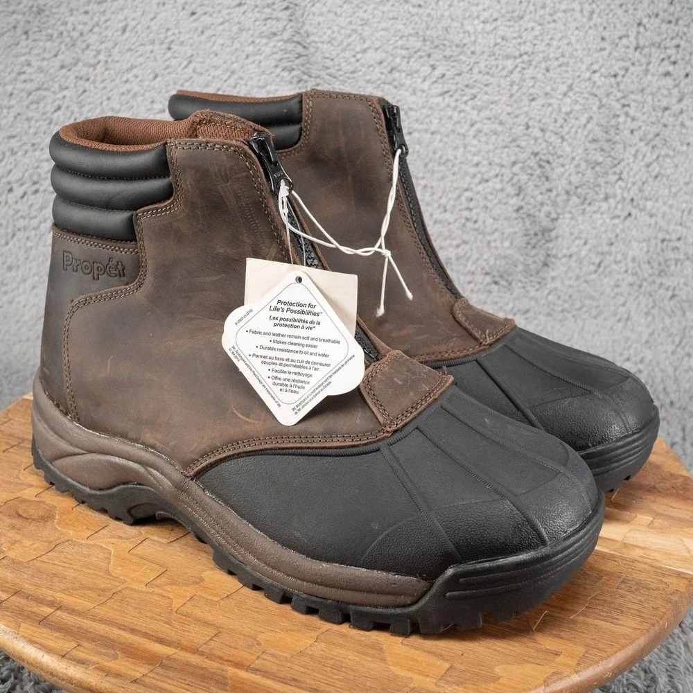 Propet Mens Blizzard Ankle Zip Boot Brown/Black Size 10‎ X(3E)- New No Box